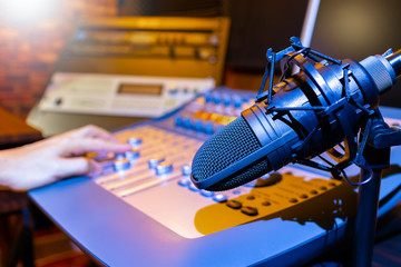 microphone in broadcasting, recording studio