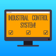 Handwriting text writing Industrial Control System. Concept meaning integration of hardware and software with network Blank Computer Desktop Monitor Color Screen Mounted with Progress Bar
