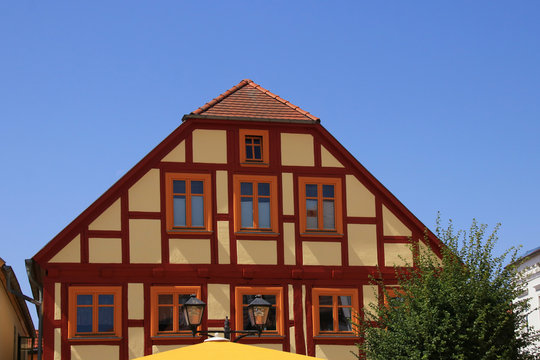 Historical architecture of Waren, Mecklenburg Lake Plateau, Germany