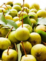 Pears on wood