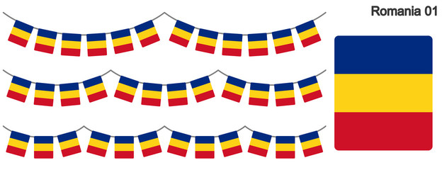 Fototapeta na wymiar ルーマニアの国旗のガーラーンド　ベクターデータ（bunting garland）