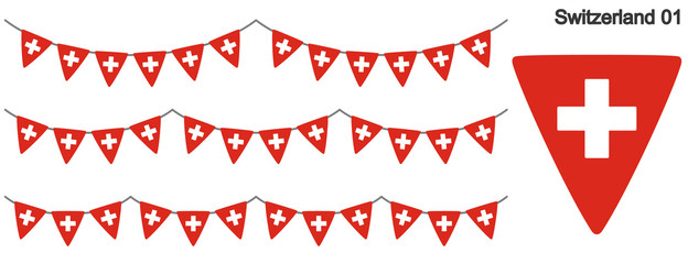 スイスの国旗のガーラーンド　ベクターデータ（bunting garland）