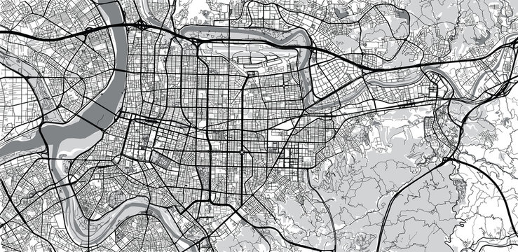 Urban vector city map of Taipei, China