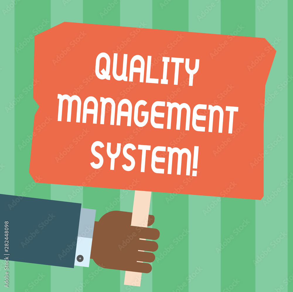 Poster writing note showing quality management system. business photo showcasing formalized system that doc