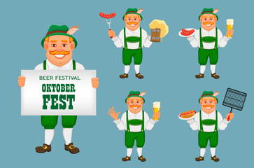 Oktoberfest, beer festival. Cheerful man