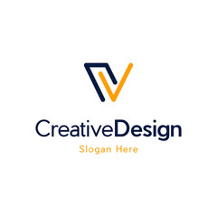 Capital letter V. V logo. Abstract letter V logotype. Creative minimalism logotype. Universal modern geometric linear logo idea.