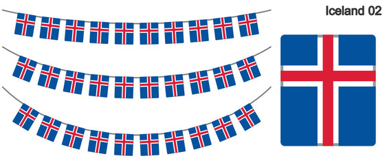 Obraz premium アイスランドの国旗のガーラーンド ベクターデータ（bunting garland）