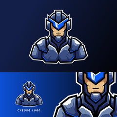 blue robotic cyborg sport esport logo templae design with iron uniform © Esport Addicts