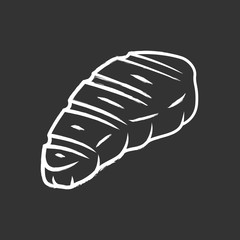 Meat steak chalk icon. Butcher shop product. Restaurant, grill bar, steakhouse menu. Farming meat. Grilled, barbecue food. Meat cookery. Isolated vector chalkboard illustration