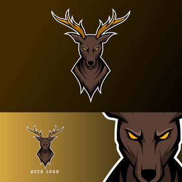 Angry Deer Sport Esport Logo Template With Long Horn