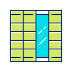 Shoji panels color icon. Traditional Japanese door, window, room divider. Oriental furniture. Home interior design. Living room, bedroom decoration. Isolated vector illustration