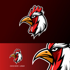 red chicken roaster mascot sport esport logo template © Esport Addicts