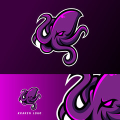 kraken octopus squid mascot sport esport logo template