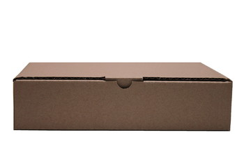 Cardboard brown rectangular box isolated on white background