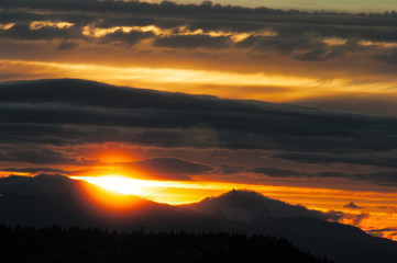 sunset in the Oregon mountains