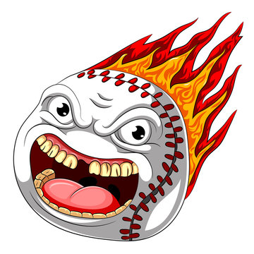 Flame scary baseball ball burn hot