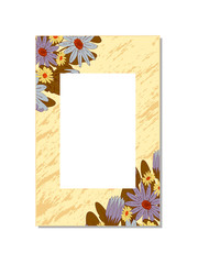  Floral greeting card on a white background. The card is made in vintage style and using grunge effect. Decor Vector illustration.