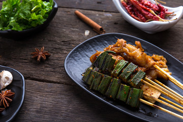 Maha set on a black plate