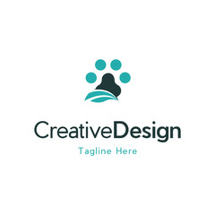 Paw Pet Green Leaf Creative Icon Logo Design Element Template Vector Illustration