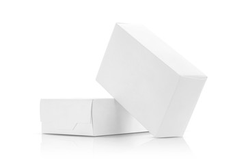 white paper boxes for products design mock-up isolated on white background with clipping path