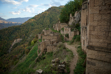 Fototapeta premium Photo of ancient ruins on hillside, blue sky