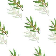 seamless pattern with olive trees vector - green floral pattern 
