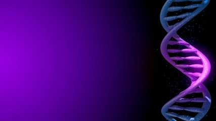 DNA. Abstract 3d polygonal wireframe DNA molecule helix spiral. Medical science background.