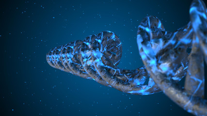 DNA. Abstract 3d polygonal wireframe DNA molecule helix spiral. Medical science background.