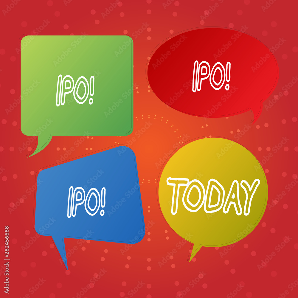 Poster text sign showing ipo. conceptual photo initial public offering first time stock of company is offer