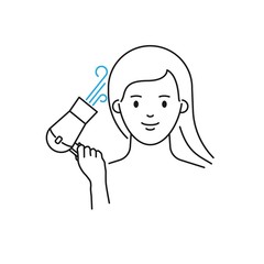 Hair drying vector illustration outline style