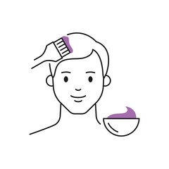 Hair dyeing male character vector illustration outline style