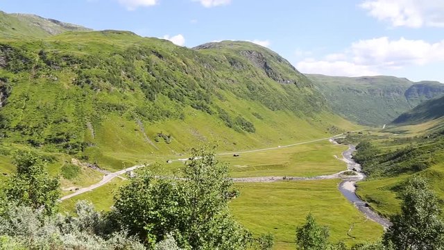 Panoramic view of the National Norwegian Scenic route Gaularfjellet north of Myrkdalen in Norway Scandinavia (n13)