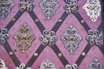 Beautiful old aged wooden door iron handcraft deco