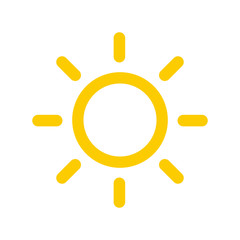 Summer sun icon isolated on the white background