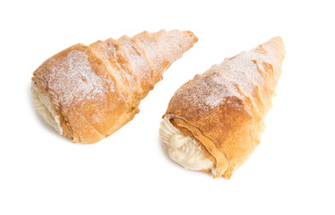 custard rolls with cream isolated