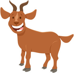 happy brown goat farm animal character