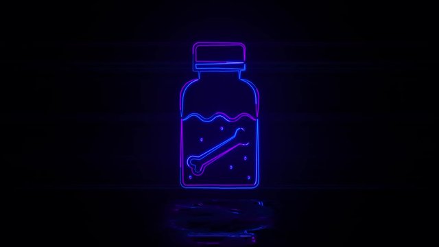 Can formalin bone in neon effect mp4 video on dark background
