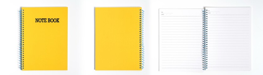 yellow notebook on white background with clipping path - Image