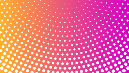 Abstract White Dotted Halftone Wave Vector with Pink yellow Gradient Colored Background