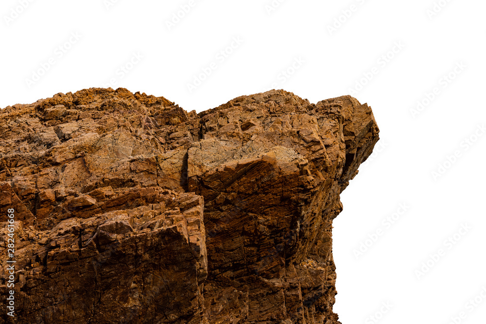 Wall mural brown rocks and natural surface detail on white background isolate