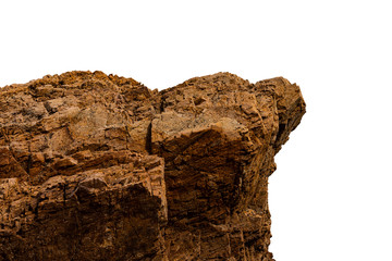 brown rocks and natural surface detail on white background isolate