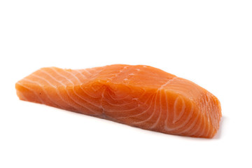 Fresh Salmon raw sashimi isolated on white background