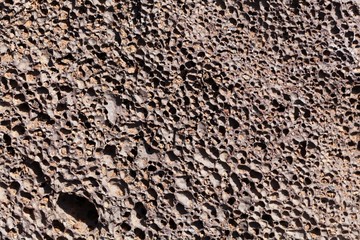 Macro photo of lava with gas bubbles