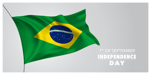 Brazil happy independence day greeting card, banner, horizontal vector illustration