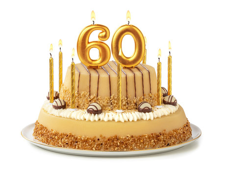 Festliche Torte mit goldenen Kerzen - Nummer 60