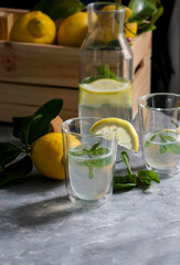 fresh home made lemon lemonade with mint  