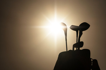 Silhouette of golf clubs in a golf bag