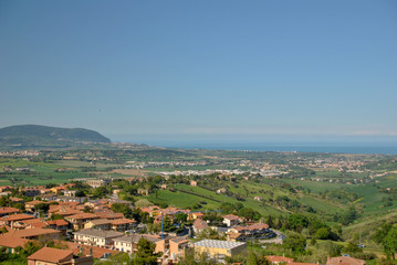 Fototapeta na wymiar panoramic view of Recanati City in Italy with the sea