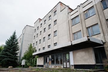 Industrial exterior of an old abandoned factory.