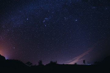 landscape night sky stars milky way on mountains background